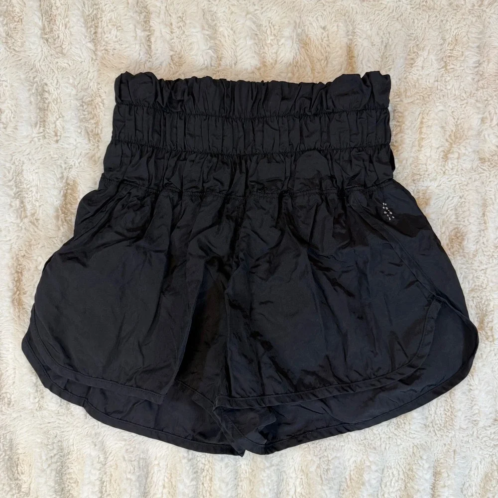 Free People Movement The Way Home Shorts Black High Waist Smocked Athletic XS